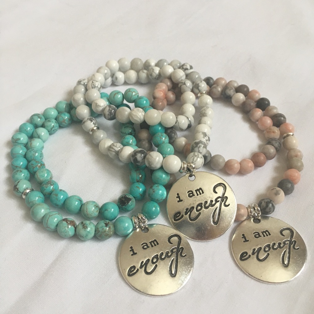 NWT I Am Enough turquoise Affirmation Bracelet